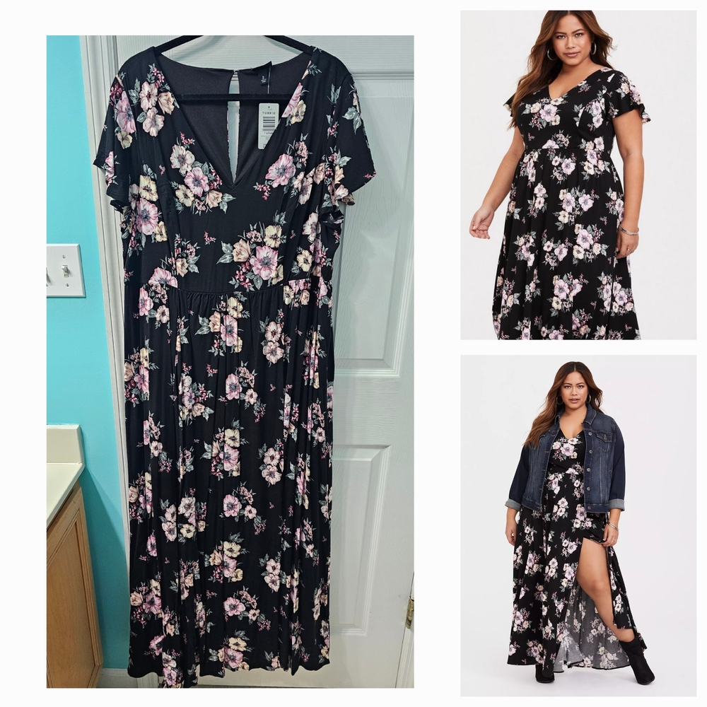 Torrid 2 Black Floral Maxi Dress